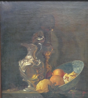 Ölgemälde, Felsenlandschaft mit Wasserfall und Personenstaffage, 19. Jh.