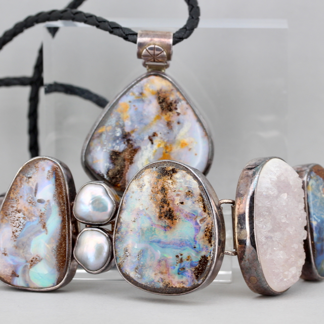 Schmuckset mit Boulder Opalen