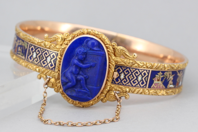 Lapis - Armreif mit Emaille 19. Jh.