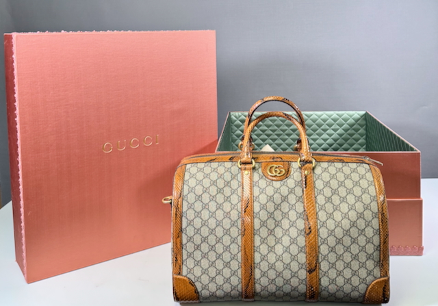 Gucci Duffle Travel Bag Python GG Limited Edition