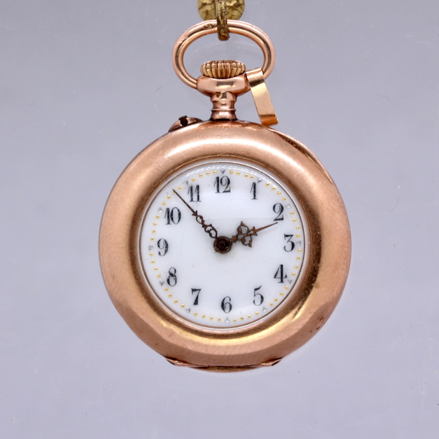 Taschenuhr, 14 kt Roségold, Kronenaufzug